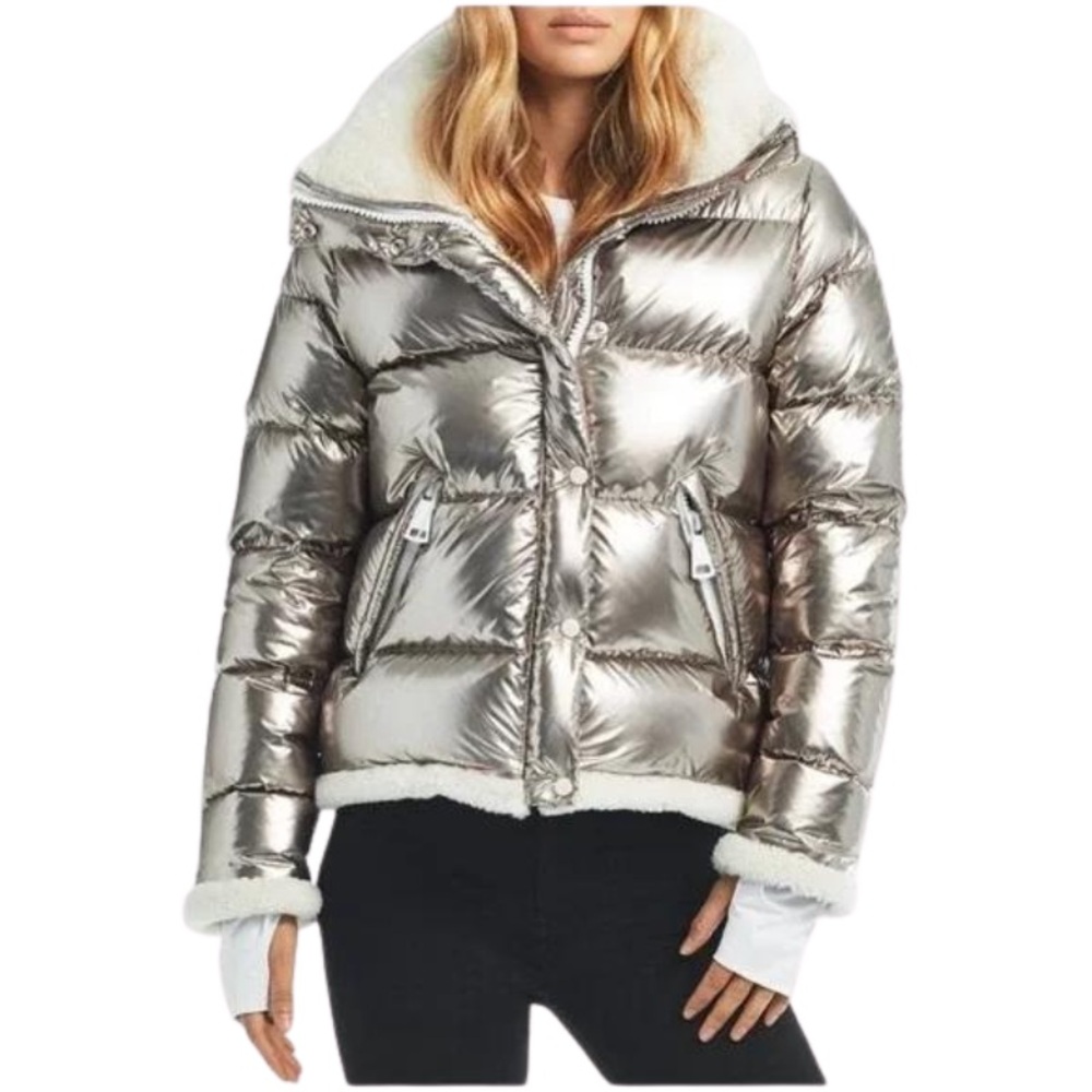 SAM. Metallic Silver Puffer Jacket